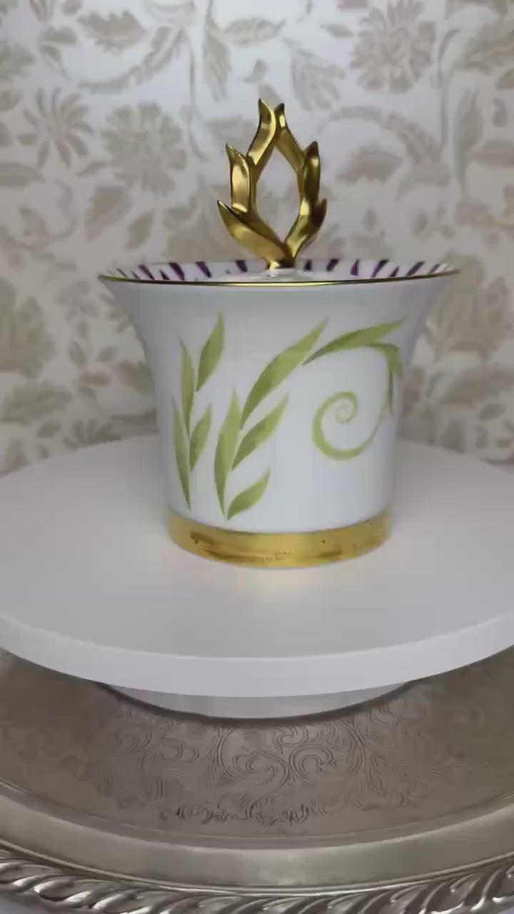 Bernardaud Frivole Sugar Bowl with Lid – Limoges Porcelain, Late 20th Century